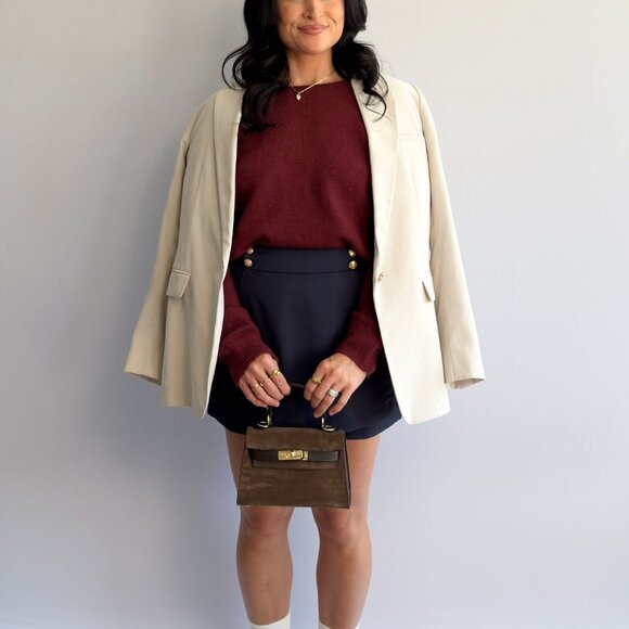 Women’s 3-Way Lace-Trim Convertible Sweater Cardigan – Burgundy - Picture 7 of 13